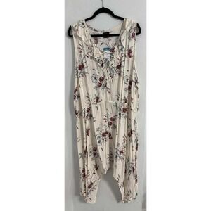 Rue 21 Plus Boho Floral Ruffle trim, lace-up detail Cream Dress  Womens 3X